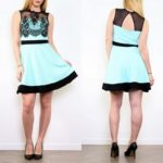 Skater-stiilis pitsiga mündiroheline kleit Bella