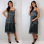 Plisseeritud hõbedane sädelev peokleit Aurora