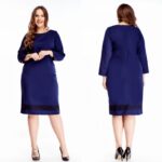 Viisakas sirgelõikeline tumesinine midikleit Marina