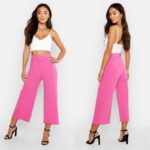 Kõrge värvliga tumeroosad culotte-püksid