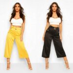 Vööga sinepikollased culotte-püksid