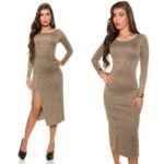 Lukuga pikk beež trikotaažkleit Cornelia