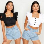 Nööpidega puuvillane must nabapluus