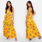 Volangidega sinepikollane lilleline suvine maksikleit Lilian