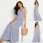 Kaela tagant seotava paelaga mustriline suvine maksikleit Niina