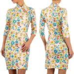 Voyelles kõrge kaelusega lilleline roosa kleit Laima