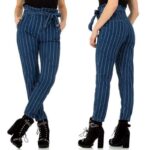 Laulia kõrge pihaosaga triibulised sinised teksad