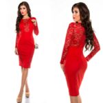 Pitsdetailidega pidulik punane midikleit Emilia