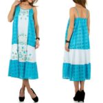 Tikandiga taevasinine-valge boho stiilis viskooskleit