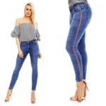 Denim Life küljelt triibuga sinised stretch-teksad