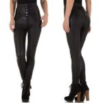 Daysie nahaimitatisooniga mustad stretch-püksid