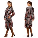 Taskute ja vööga mustriline hõlmikmantel