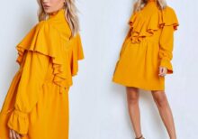 Satsidega sinepikollane peokleit Merilin