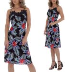 Reguleeritavate õlapaeltega sinine lilleline suvekleit Astra