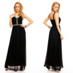 Miliana kivikeste ja kristallidega must pidulik maksikleit