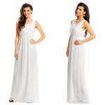 Maia Hemera Paris kristallidega pidulik valge šifoonist maksikleit