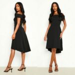 Boohoo high-low must pidulik skater-kleit