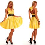 Mayaadi avatud seljaosaga kollane skater-kleit