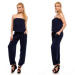 Taskutega tumesinine puuvillane pükskostüüm