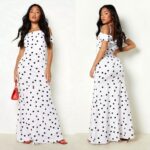 Boohoo valge-must täpiline maksikleit