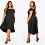 Suured numbrid! Avatud õlgadega high-low must skater-kleit