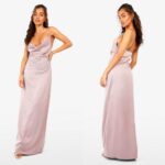 Vanaroosa värvi pitsiga pidulik maksikleit