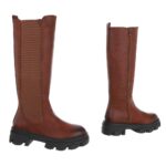 Pika säärega nahksed pruunid saapad